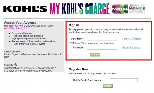 Kohls charge card payment - Payment